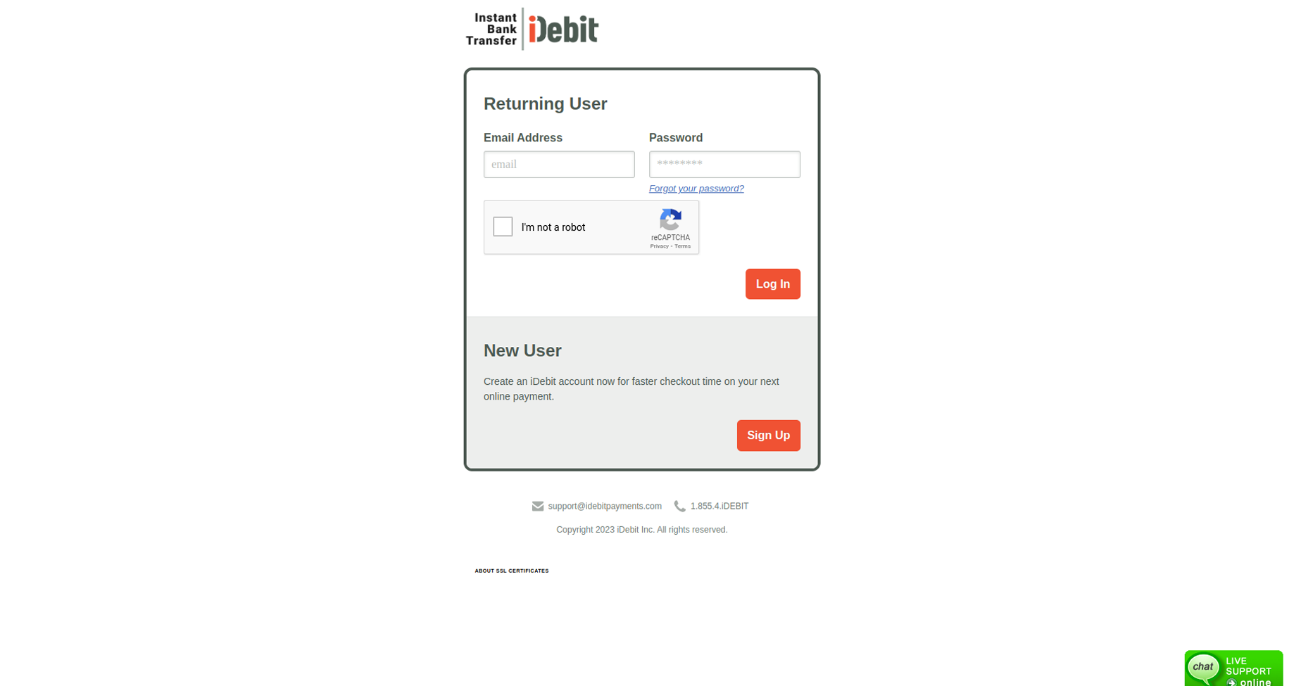 iDebit Registration Process