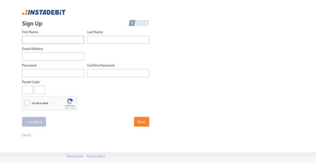 Instadebit Registration Process