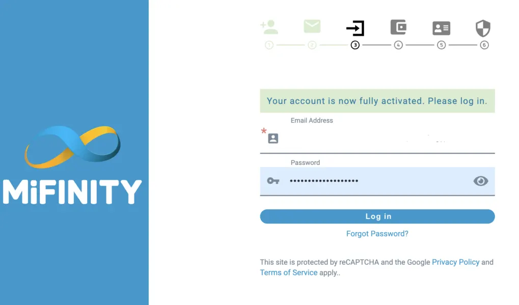 Mifinity Registration Process 4