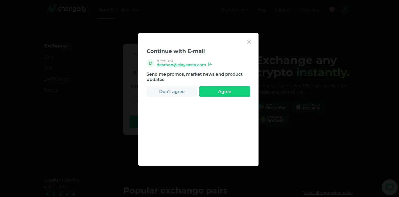 Changelly Registration Process 4